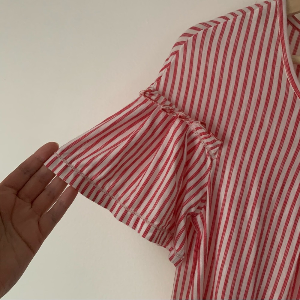 NWT Max Studio | Red & White Ruffle Sleeve Top - Picture 2 of 9